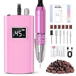 Professional Cordless Rechargeable Nail Drill Pink-Purple
